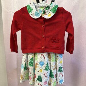🎄 Goodlad Toddler Girls’ Christmas Dress & Cardigan Set – Size 18 Months – NWT